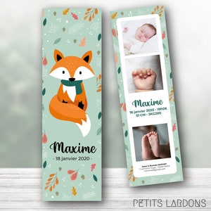 Lot of announcements, Birth bookmark, Birth announcement bookmark, Photo bookmark, Mixed bookmark, Fox, Autumn, Winter