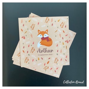 Announcement set, Birth announcement, Fox announcement, Mixed birth announcement, Soft colors announcement, fox, winter, animals
