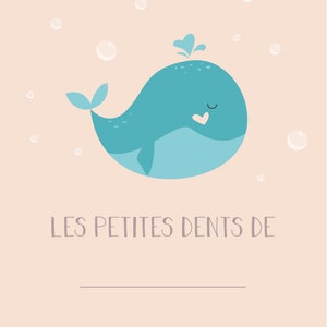 Carte dents bébé, carte "les petites dents de ...", carte baleine, bébé baleine, animaux marins, carte dents mixte, carte dents de lait image 5