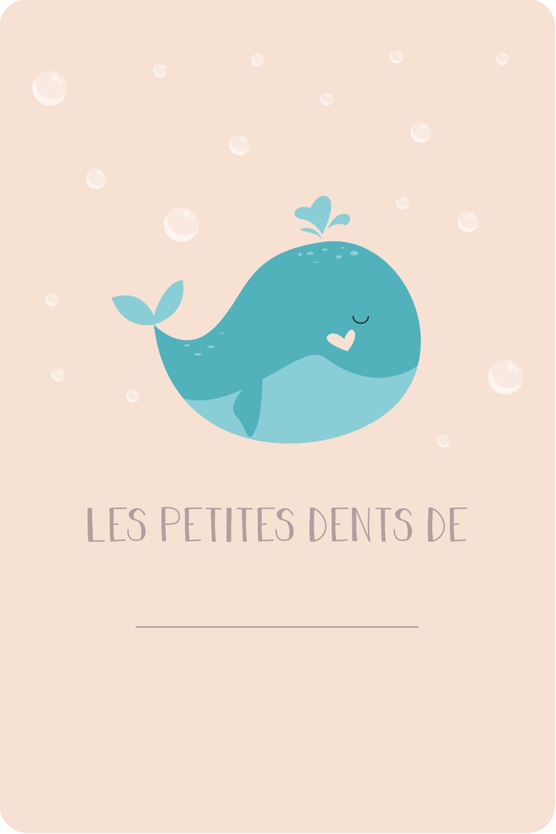 Carte dents bébé, carte "les petites dents de ...", carte baleine, bébé baleine, animaux marins, carte dents mixte, carte dents de lait image 5