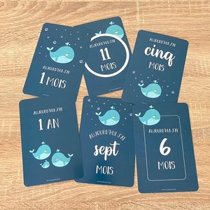 Baby stage kaarten, geboorte fase kaarten, gemengde podium kaarten, baby souvenirs, eerste jaar, walvis stage kaart, baby walvis kaarten