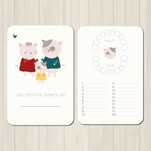 Carte dents bébé, carte "les petites dents de ...", carte chaton, petits chats, carte dents mixte, carte dents de lait