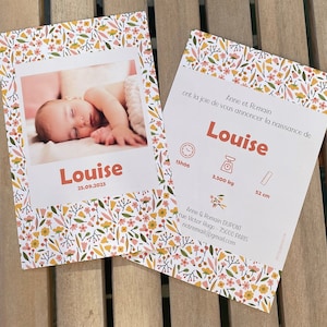 Announcement lot, Liberty floral announcement, Birth announcement, Mixed birth announcement, Girl birth announcement, girly announcement