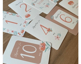 Baby stage cards, birth cards, mixed stage cards, baby souvenirs, first year, spring, field flower, watercolor
