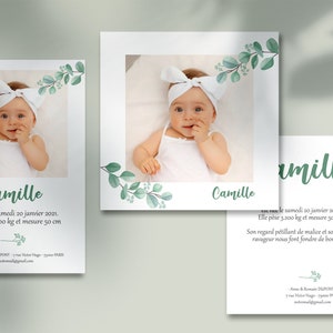 Personalized birth announcement, foliage birth announcement, birth announcement, announcement, plant, eucalyptus, plant, nature