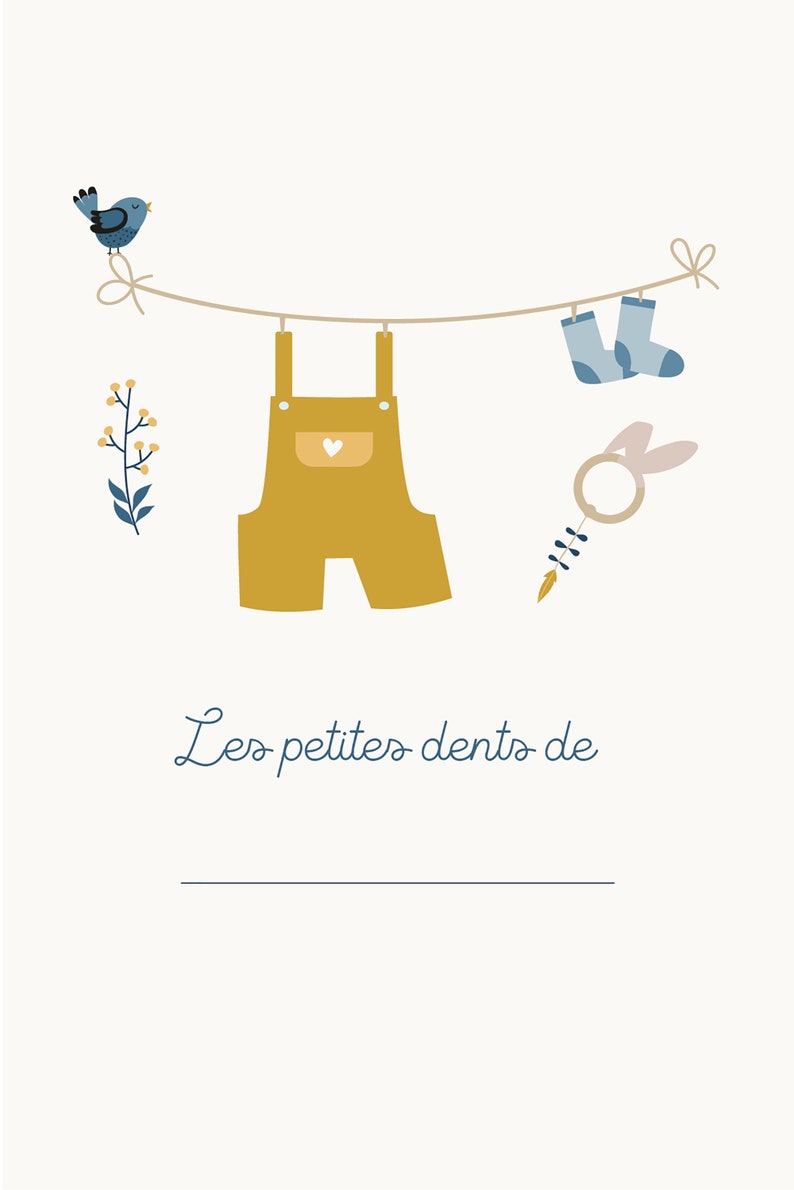 Carte dents bébé, carte "les petites dents de ...", petits habits de bébé, hochet lapin image 3