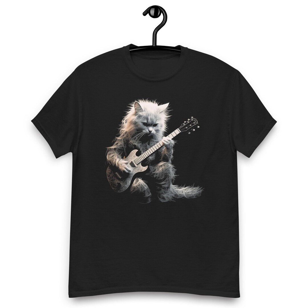 Rock Cat Playing Guitar Shirt: A Funny Guitar Cat T-shirt Perfect for