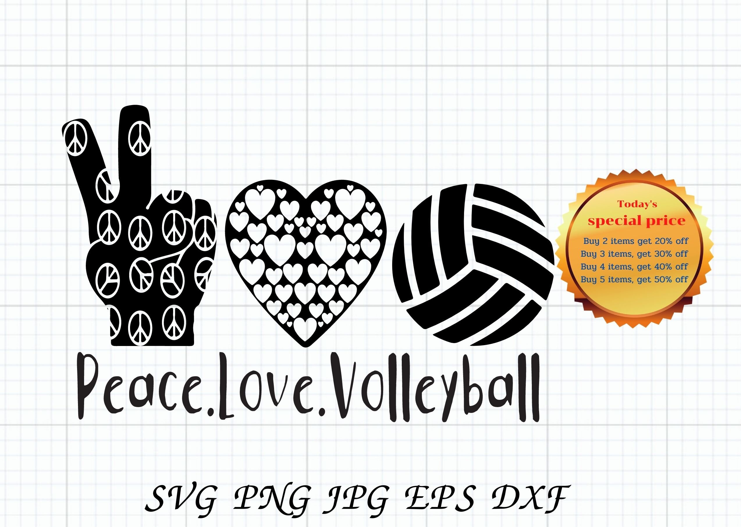 Peace Love Volleyball SVGtrendy volleyball pngvolleyball | Etsy