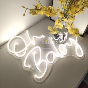 Custom Neon Sign Happy Birthday Oh Baby Neon Sign Custom Party Neon Sign Acrylic Flex Led Custom LED light Yard Decor Sign image 5