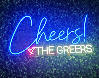 Custom Neon Sign Cheers The Greers Neon Sign Light Office Living Room Interior Design Neon Sign Wall Art Neon Sign Wall Decor For Wedding