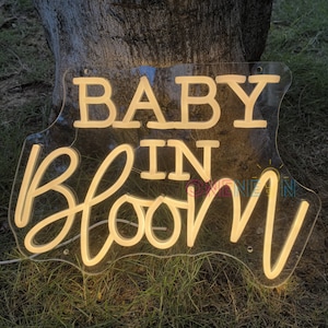 Custom Baby in Bloom Neon Sign Custom Birthday Party Neon Sign Acrylic Flex Led Custom LED light Yard Decor Sign Baby Shower Decorations