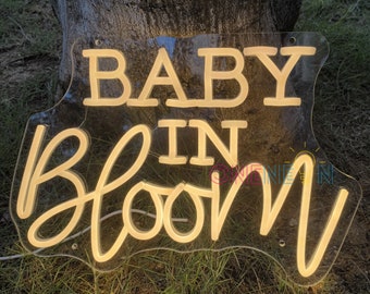 Custom Baby in Bloom Neon Sign Custom Birthday Party Neon Sign Acrylic Flex Led Custom LED light Yard Decor Sign Baby Shower Decorations