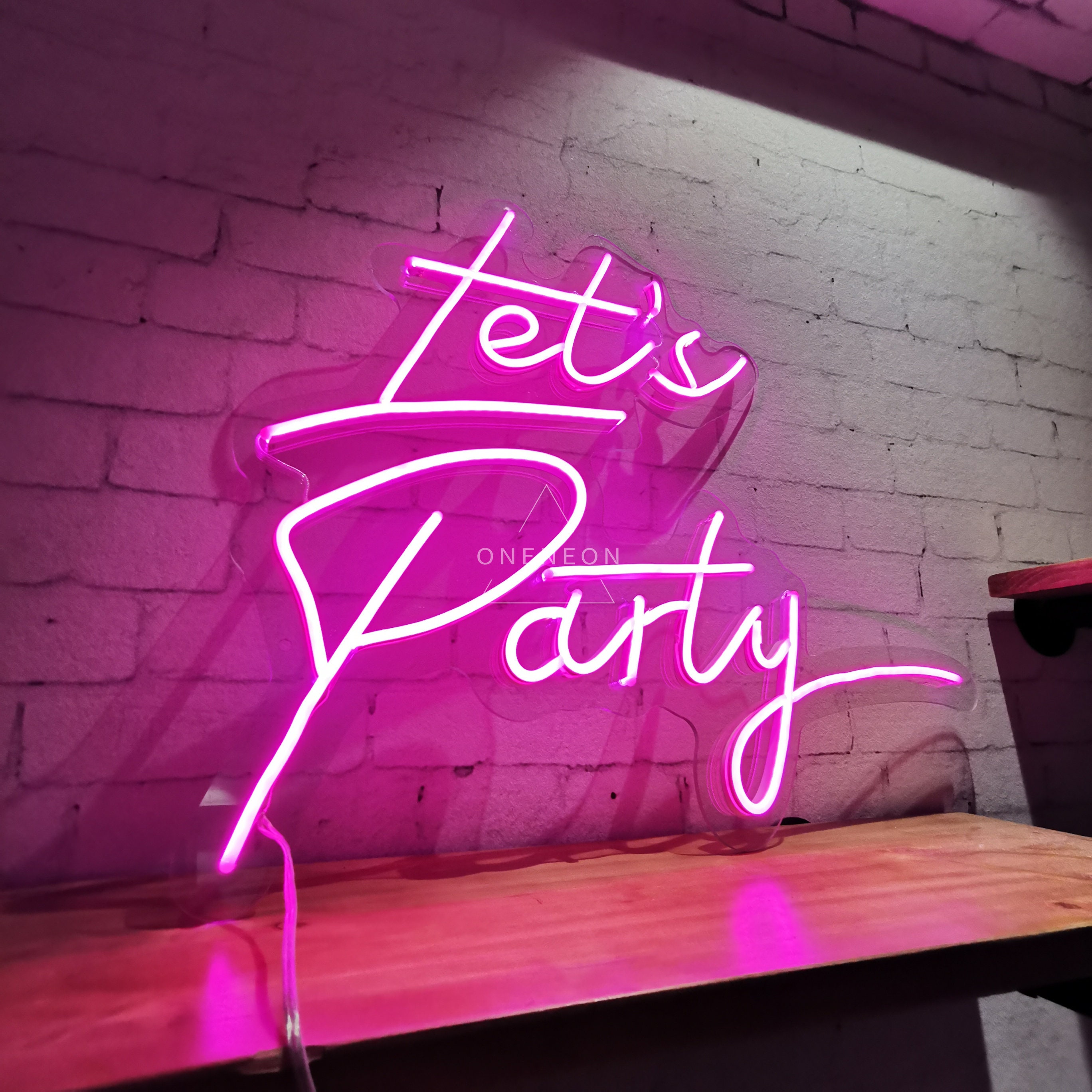 Custom Neon Sign Lets Party Neon Sign Bedroom Custom Neon Etsy