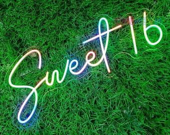 Custom Name Neon Sign, Sweet 16 Birthday RGB Neon sign wall decor Kid Room Decorations Personalized Gifts for Baby Children Son Daughter