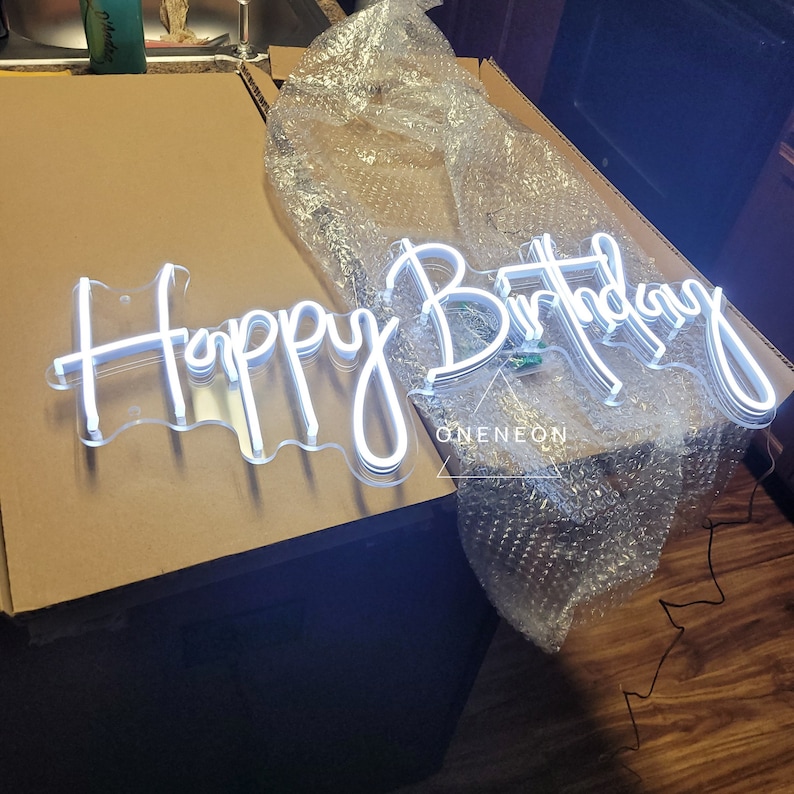 Custom Neon Sign Happy Birthday Oh Baby Neon Sign Custom Party Neon Sign Acrylic Flex Led Custom LED light Yard Decor Sign image 3