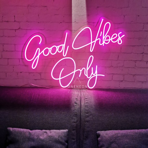 Purple Neon Sign Good Vibes Aesthetic Dimmable Light up 