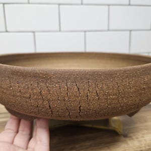 Handgemaakte Namban bonsaipot met drainage, extra lange rustieke aardewerken plantenbak voor literati bonsai, groepsbeplanting en Wabi Sabi decoratie.