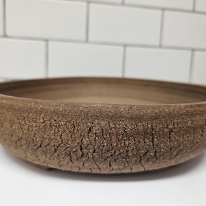 Vaso rustico per bonsai Namban – Vaso in ceramica con texture crackle fatto a mano – Contenitore per bonsai in stile naturale/vaso rustico per bonsai/vaso organico
