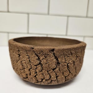 Handmade Ceramic Bonsai Pot with Drainage, Small Rustic Stoneware Planter for Shohin Bonsai, Succulents, Lithops & Caudex Plants