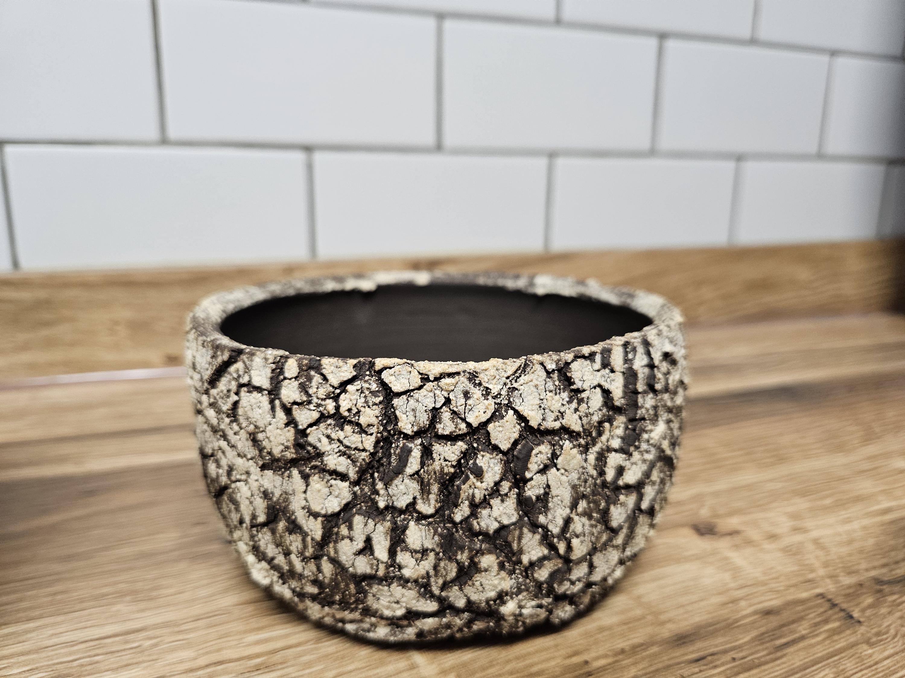 彩音 PSY-ON ORIGINAL CAUDEX POT Handmade Ceramic Bonsai Pot With Drainage, Crackle Texture