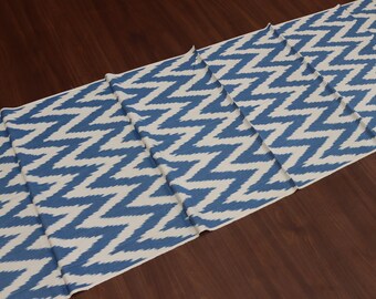 Blauwe chevron katoen ikat stof, dressing stof, zijden bekleding, groothandel directe stof, handweefgetouw stof, ikat stof, designer stof