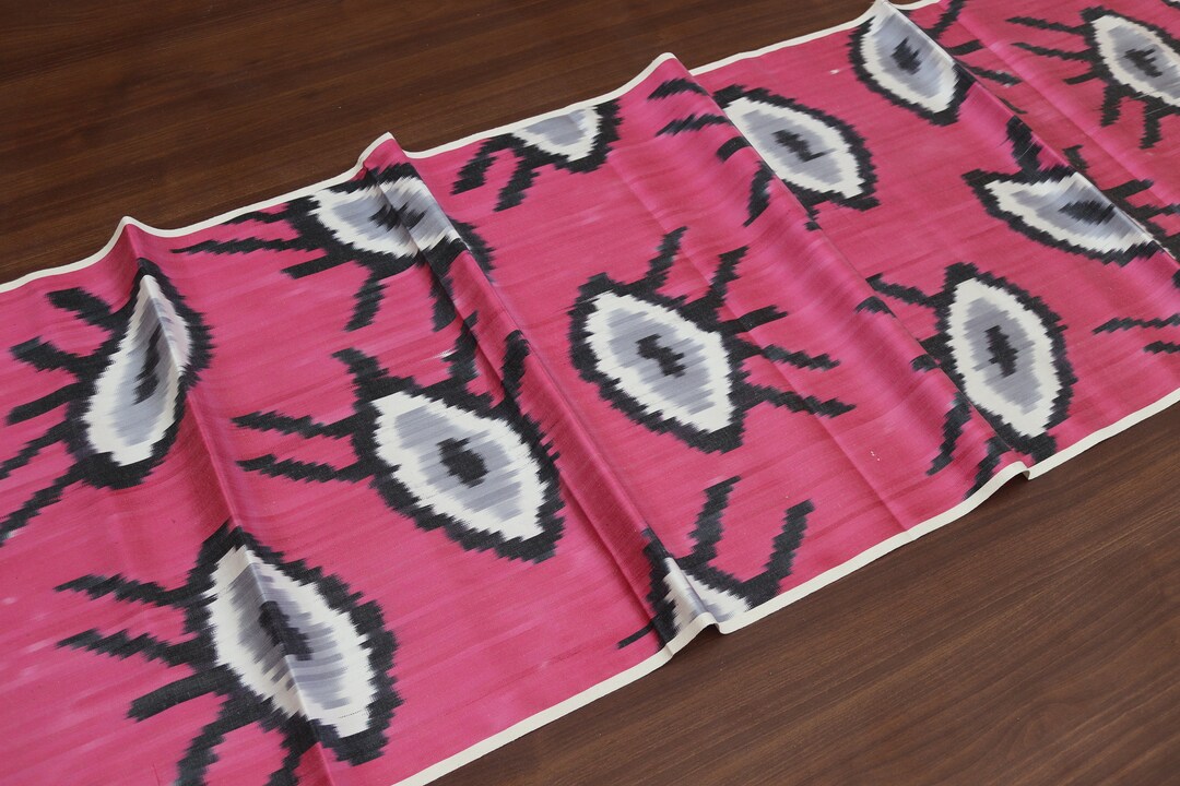 Pink Ikat Fabric by the Yard Upholstery Handwoven Fabric Etsy