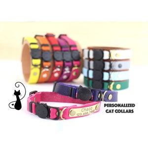 Collar de gato desmontable, collar de cuero para gato, collar de gato personalizado, collar de cuero, collar de gato ajustable, collar de gato