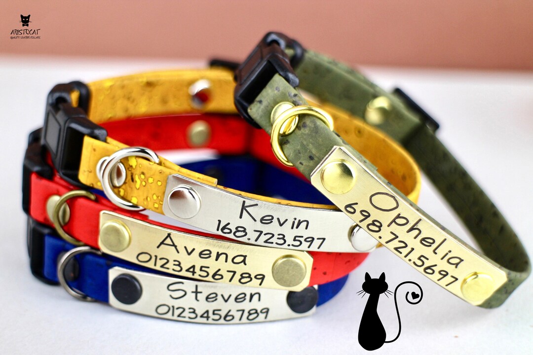 Cat Collar Cork Collar Free Id Breakaway Cat Collar Etsy