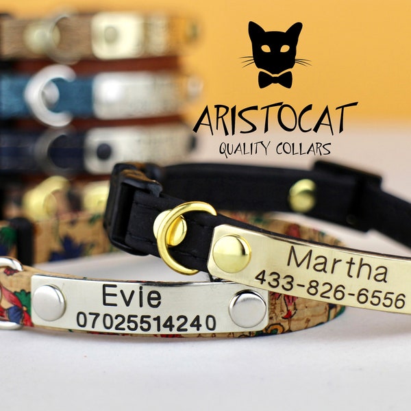 Cat collar- Personalised cat collar - cork collar - Breakaway cat collar - Cat breakaway collar - Id cat collar - Kitten collar  - Pet gift