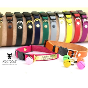 Collier pour chat avec cloche - Médaille d'identification GRATUITE, Collier avec grelot, Collier réglable pour chat - Médaille de collier pour chat - Collier pour chat personnalisé - Collier pour chaton