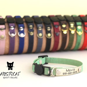 Katzenhalsband - Katzenhalsband - Korkhalsband - Breakaway Halsband - Personalisiertes Katzenhalsband - Kätzchenhalsband - Metall Namenshalsband - Kätzchenhalsband