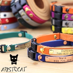 Leather cat collar - Breakaway cat collar - Personalized cat collar - Customized cat collar - Kitten collar - Cat collar