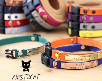 Leren kattenhalsband - Breakaway kattenhalsband - Gepersonaliseerde kattenhalsband - Aangepaste kattenhalsband - Kittenhalsband - Kattenhalsband