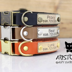 Collar de perro pequeño - Collar de gato - Collar de gato de cuero - Placa de identificación GRATIS - Separable o no separable - Collar personalizado - Collar de cuero