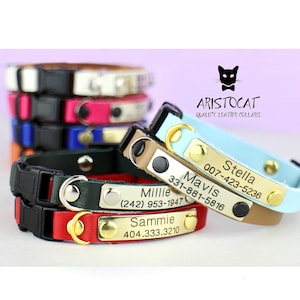 Collar para gatos - Collar de cuero para gatos - Collar personalizado GRATIS - Se rompe/no se rompe - Collar ajustado - Collar de cuero - Etiqueta identificativa