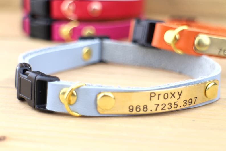 Leather cat collar Breakaway cat collar Personalized cat collar Customized cat collar Kitten collar Cat collar image 3