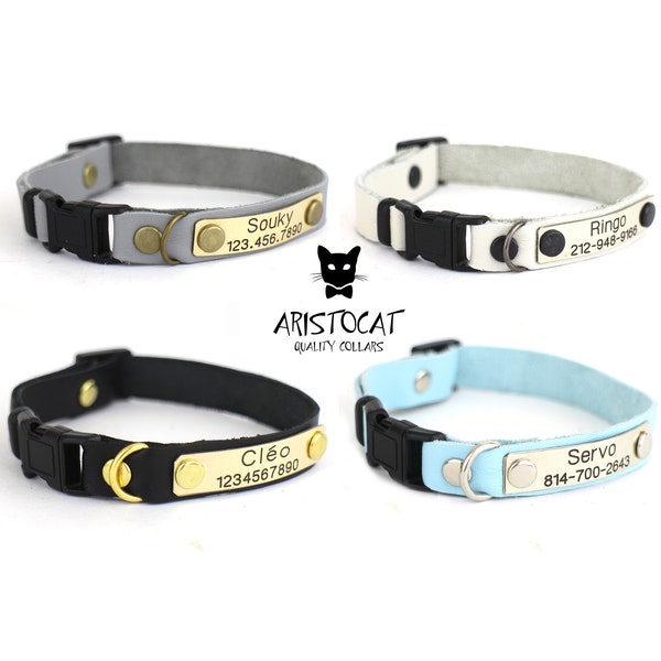 Cat collars - Leather cat collars - personalised cat  collar - Breakaway/ Non breakaway - Adjusted collar - Leather collar - Id tag