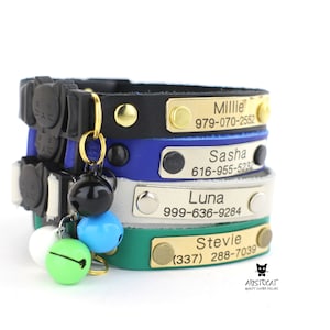Katzenhalsband mit Glocke - Echtleder Halsband - Individuelles Halsband mit Glöckchen - Individuelles Halsband für Katzen - Katzenhalsband mit Glocke