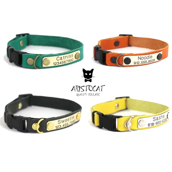 Breakaway cat collar - Soft leather cat collar - FREE Nameplate - Breakaway cat collars  - Personalised collar - Kitten collar