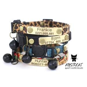 Cat  collar with bell - bells for cats and collars- Breakaway cat collar - Cat collar- Cork collar - Large cat collar - Kitten