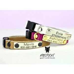 Leather cat  collar - Breakaway cat collar - Personalised cat collar - FREE Nameplate - safety cat collar  - Kitten collar - Leather collar