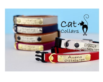 Cat collar - Leather cat collar - FREE Nameplate - Breakaway Cat collar - Personalised cat collar - Kitten collar - Leather collar