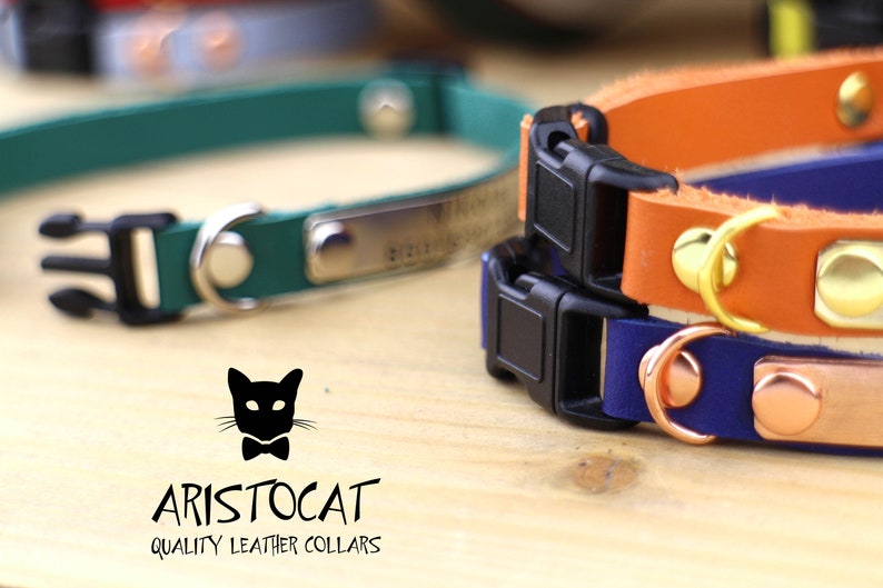 Leather cat collar Breakaway cat collar Personalized cat collar Customized cat collar Kitten collar Cat collar image 2