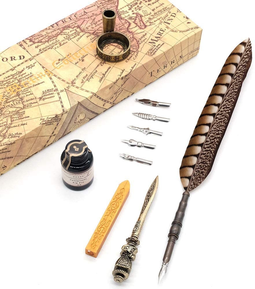 Handcrafted Calligraphy Pen Set Feather Quill Pen Starter Kit Etsy