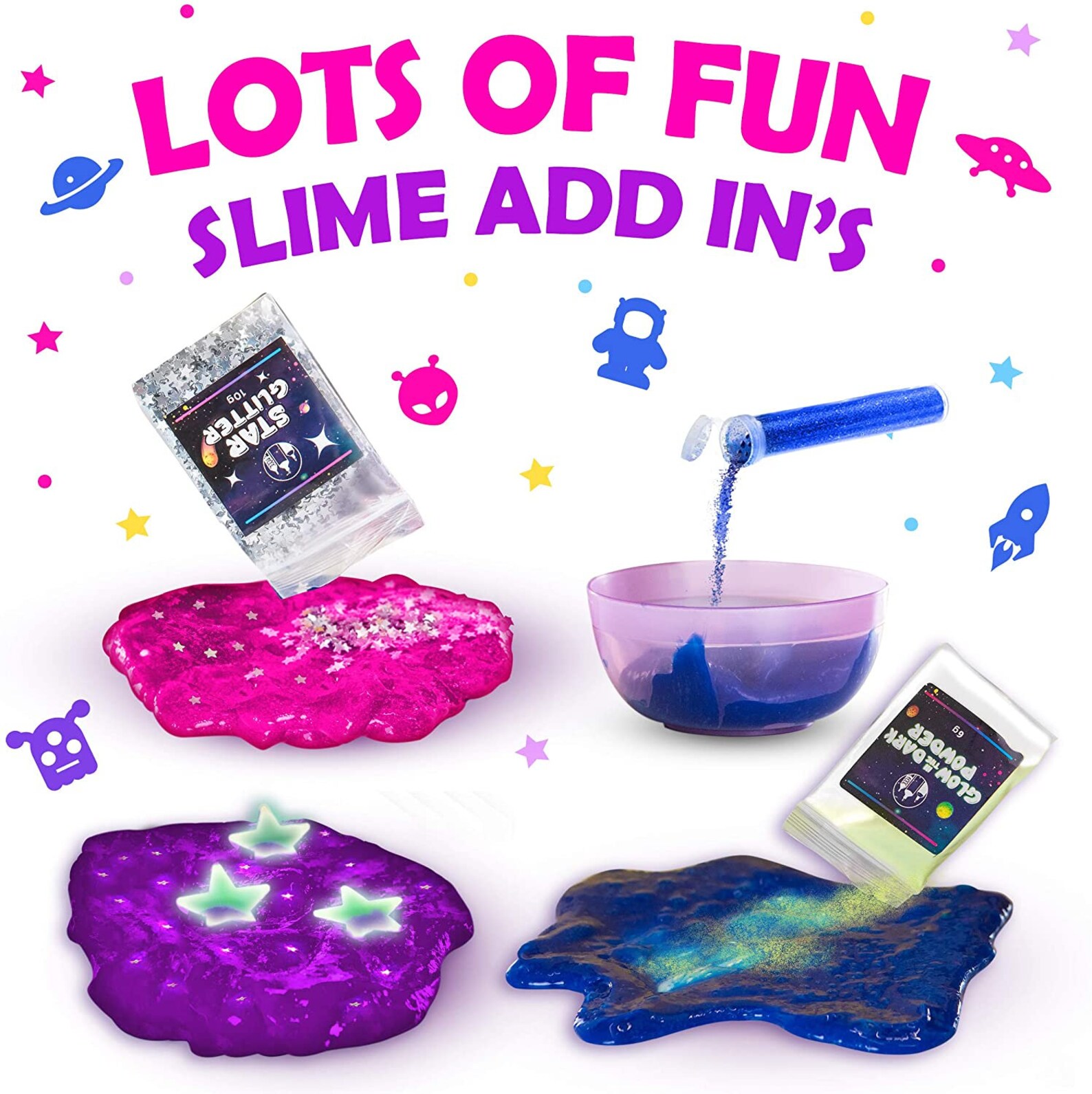 Mini Galaxy Slime Kit with Glow in The Dark Slime Powder to Etsy