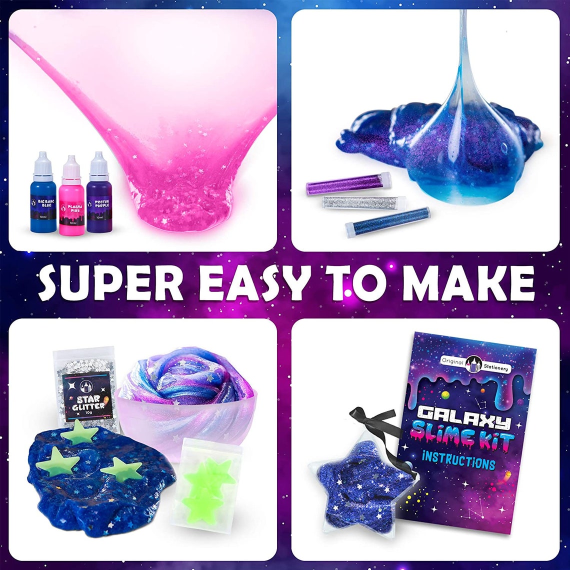 Mini Galaxy Slime Kit With Glow in the Dark Slime Powder to Etsy