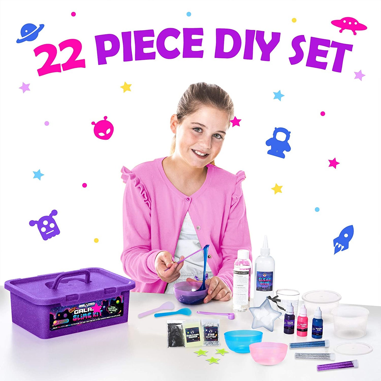 Mini Galaxy Slime Kit with Glow in The Dark Slime Powder to Etsy