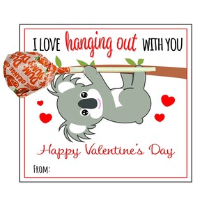 DRUCKBARE Koala Bär Ich liebe Hängen mit Ihnen Valentinstag Karten - Schreiben Sie Ihren eigenen Namen - Instant Download Print zu Hause DIY