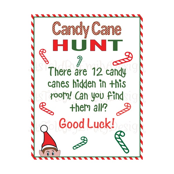 Candy Cane Hunt Elf Game Printable Instant Digital Download