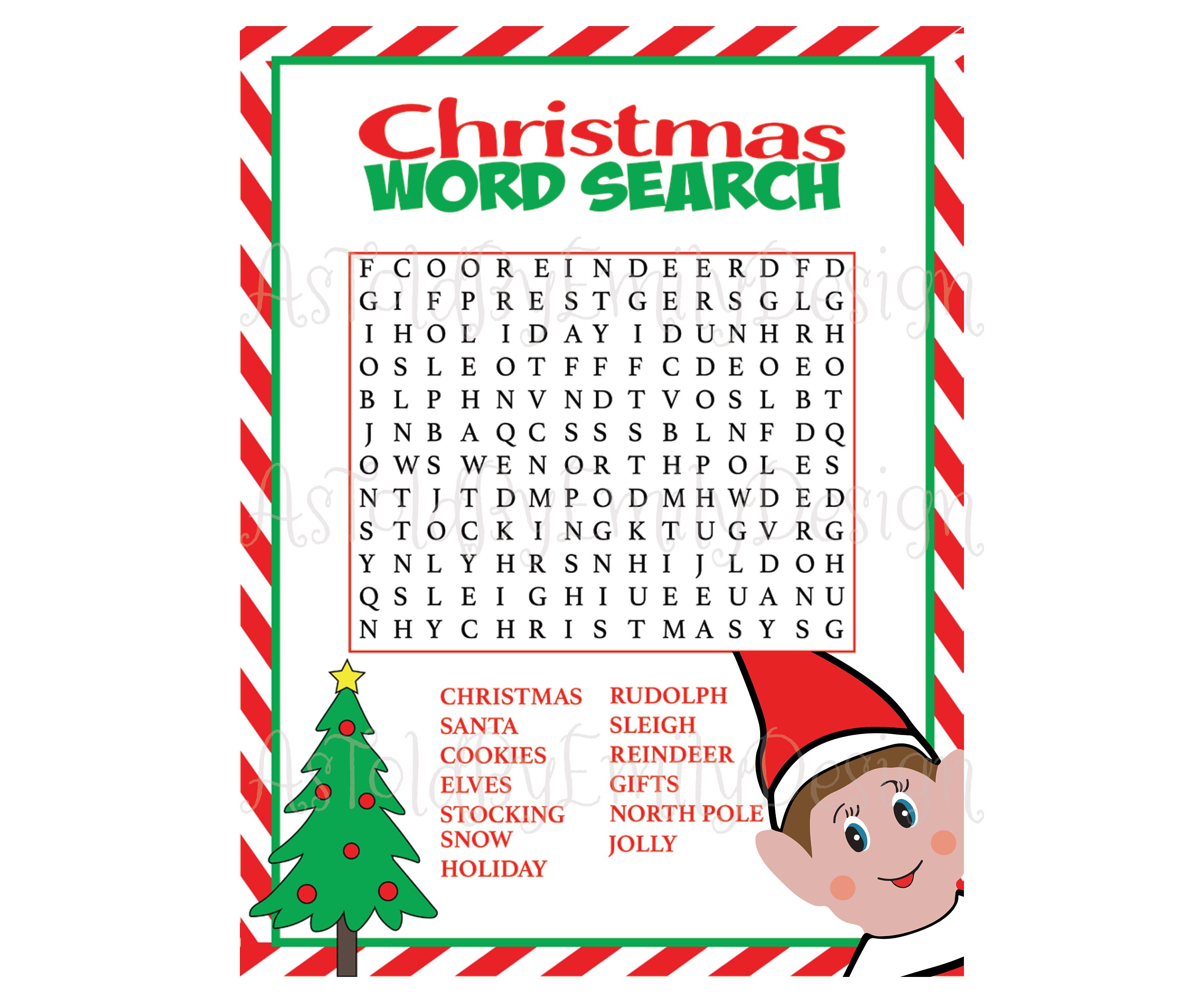 Elf On The Shelf Word Search Printable Fanny Printable